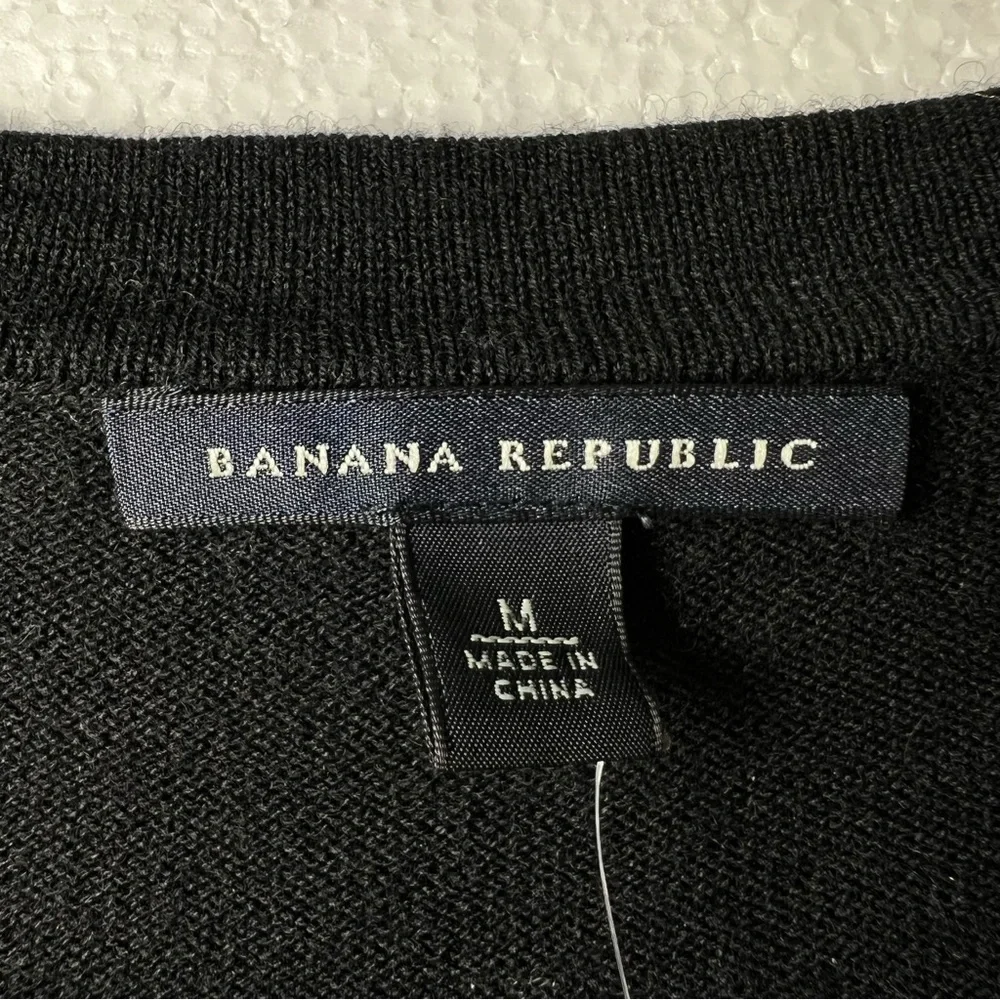 Banana Republic black embellished cardigan sweater wool blend size M NWT - Picture 4 of 6